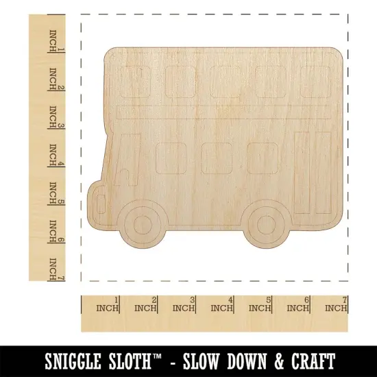 London Double Decker Bus Public Transportation Unfinished Wood Shape Piece Cutout for DIY Craft Projects {1}