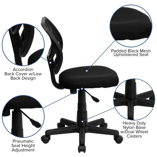 Emma and Oliver Mid-Back Mesh Swivel Task Office Chair with Curved Square Back Black {2}