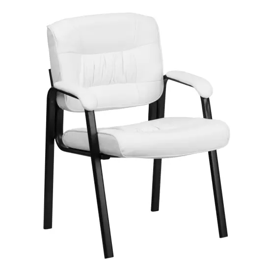Emma and Oliver Faux Leather Executive Reception Chair with Powder Coated Frame WhiteLeaSoft/Black {1}