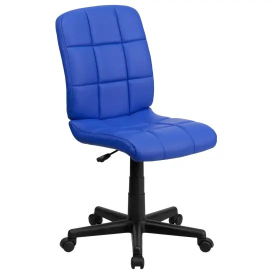 Emma and Oliver Mid-Back Quilted Vinyl Swivel Task Office Chair Blue {1}