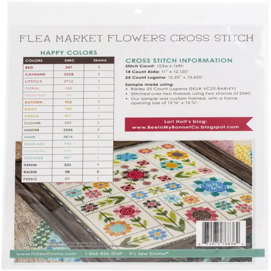 It's Sew Emma Cross Stitch Pattern-Flea Market Flowers By Lori Holt {2}