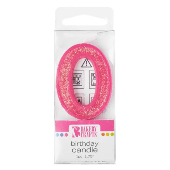 Mini Glitter Numeral Candle, 1ct Pink {1}