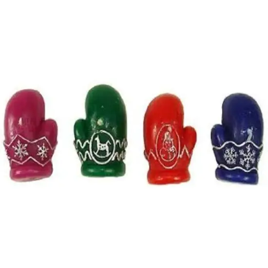 CC Christmas Decor 288 Red and Orange Mittens Floating Christmas Candles 2.5" {3}