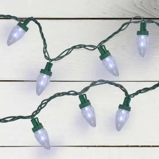 Northlight LED C7 Christmas Lights - Pure White - 20.25' Green Wire - 50ct Clear {3}