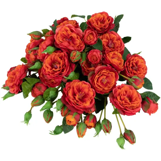 Northlight Real Touch&trade; Orange and Red Artificial Camellia Rose Floral Sprays, Set of 6 - 23" {7}