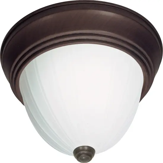 Nuvo 3-Light 15" Flush Mount w/ Frosted Melon Glass in Old Bronze Finish {1}
