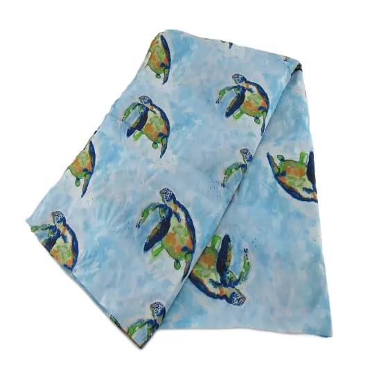 Betsy Drake Blue Sea Turtle Print Polyester Fashion Scarf 70 X 20 In. {3}