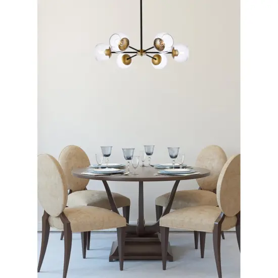 Briggs 30 inch pendant in black and brass with clear shade {2}