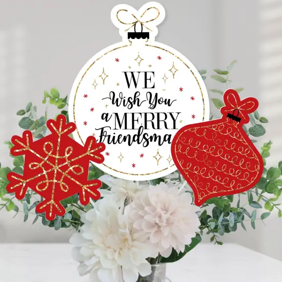 Big Dot of Happiness Red and Gold Friendsmas - Friends Christmas Party Centerpiece Sticks - Table Toppers - Set of 15 {1}
