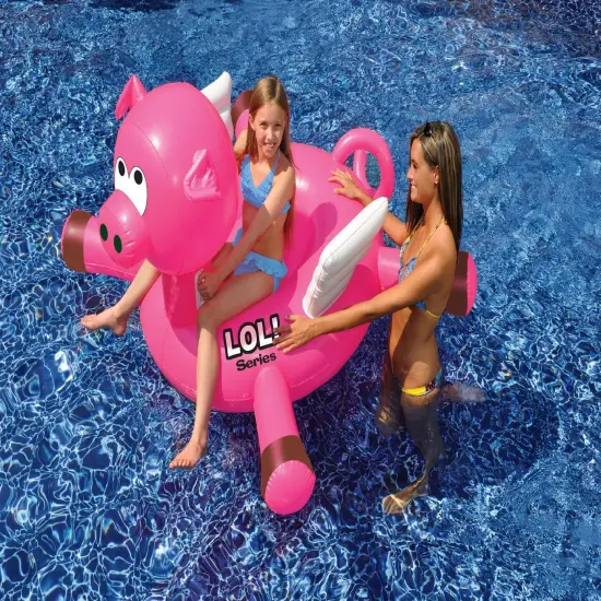Swim Central Inflatable Flying Pig Swimming Pool Float - 54" - Pink {4}
