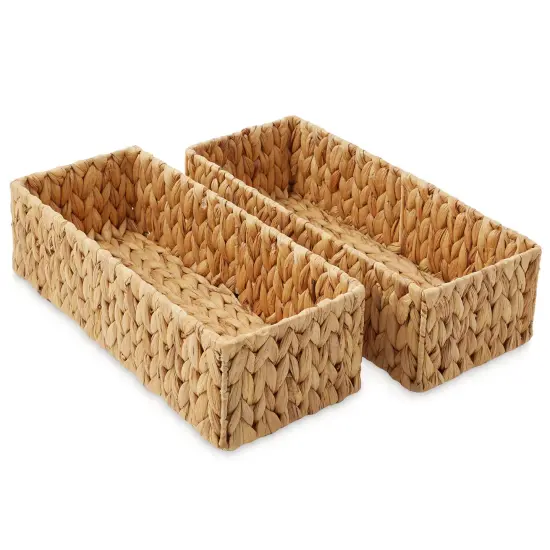 Casafield Set of 2 Bathroom Storage Baskets, Seagrass - Water Hyacinth, Woven Toilet Tank Topper Bins for Organizing Tissues, Toilet Paper, Toiletries, Shelves {3}
