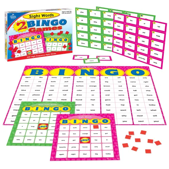 Carson Dellosa Sight Words Bingo Board Games, High-Frequency Vocabularyfor Kids Ages 5 and Up, Phonics Kindergarten Learning Activities, 3-36 Players {1}