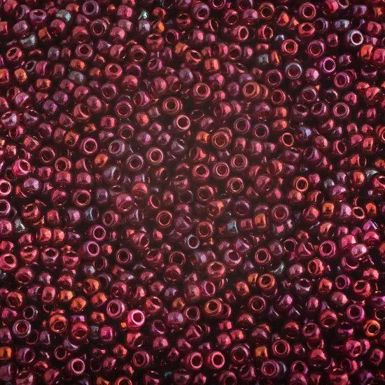 Miyuki 11/0 Luster Round Seed Beads, 22g Burgundy Gold #315 {1}