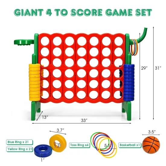 2.5Ft 4-to-Score Giant Game Set Perfect for Indoor-Outdoor Use Green {4}