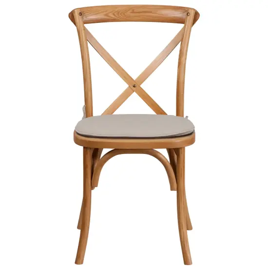 Merrick Lane Davisburg Stackable Wooden Cross Back Bistro Dining Chair with Cushion Oak {2}