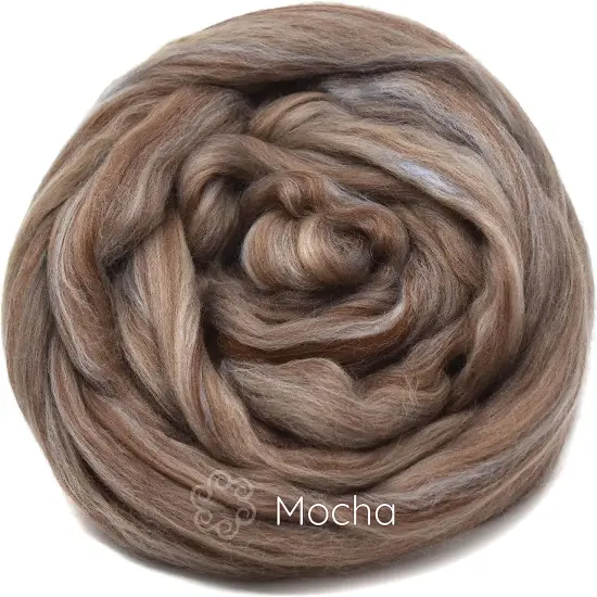 100% Superfine Merino Fiber: Winner's Circle. Soft Combed Top Roving Color Blend for Spinning, Felting, Weaving Mocha {2}