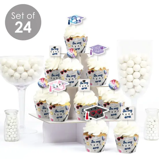 Big Dot of Happiness In My Grad Era - Cupcake Decoration - Graduation Party Cupcake Wrappers and Treat Picks Kit - Set of 24 {3}