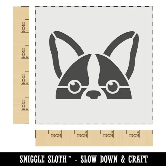 Peeking Boston Terrier Dog Wall Cookie DIY Craft Reusable Stencil {6}