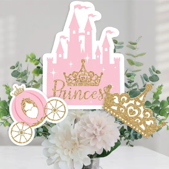 Big Dot of Happiness Little Princess Crown - Pink and Gold Princess Baby Shower or Birthday Party Centerpiece Sticks - Table Toppers - Set of 15 {1}