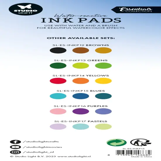 Studio Light Water-Reactive Ink Pads 3/Pkg-Nr. 15, Blues, {2}
