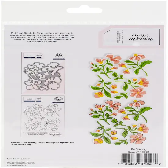 Pinkfresh Studio Stencils 4.25"X5.25" 5/Pkg-Be Strong {2}