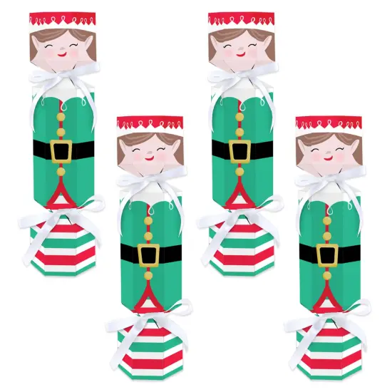 Big Dot of Happiness Elf Squad - No Snap Kids Elf Christmas and Birthday Party Table Favors - DIY Cracker Boxes - Set of 12 {1}