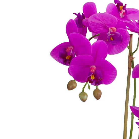 Northlight Real Touch™️ Purple Artificial Orchid Plant with a Gray Stone Pot - 14" {6}