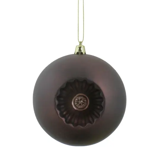 DAK Shatterproof Matte Retro Reflector Christmas Ball Ornaments - 4" (100mm) - Brown - 6ct {1}