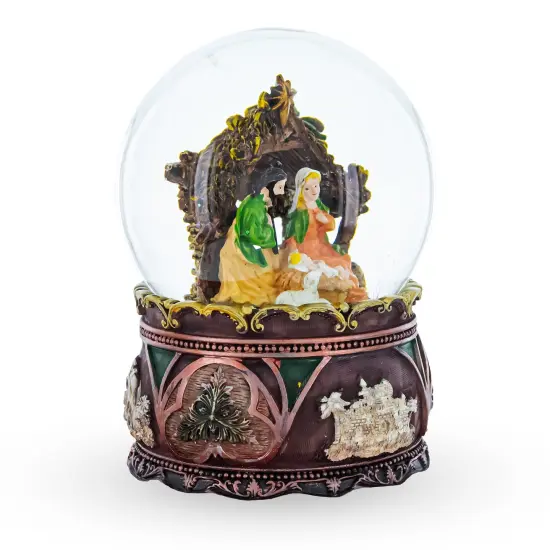 Nativity Serenity Water Snow Globe with "Silent Night" Music Box {5}