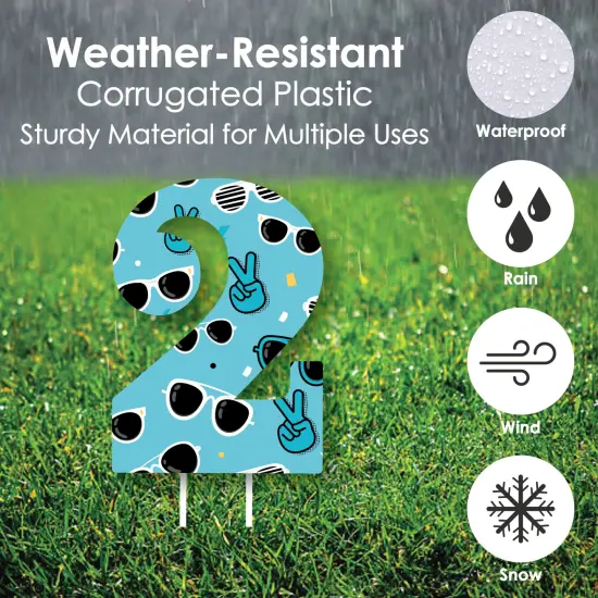 Big Dot of Happiness Two Cool - Boy - Yard Sign and Outdoor Lawn Decorations - Blue 2nd Birthday Party Yard Signs - Set of 8 {4}