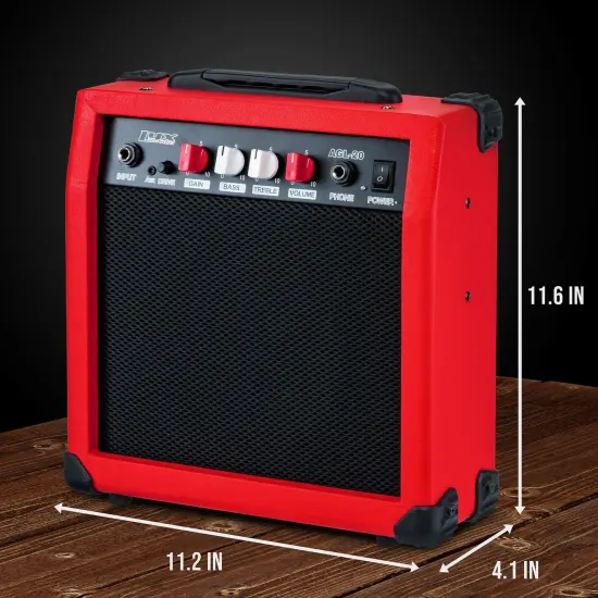 LyxPro Electric Guitar Amp, 20w Portable Mini Amplifier Red {4}