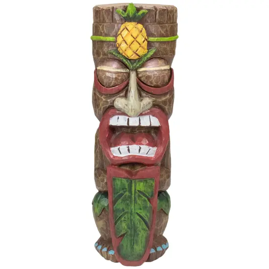 Northlight 16" Solar Lighted Polynesian Outdoor Garden Tiki Statue Brown {1}