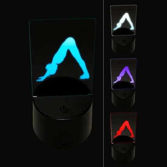 Yoga Downward Facing Dog Pose 3D Illusion LED Night Light Sign Nightstand Desk Lamp {1}