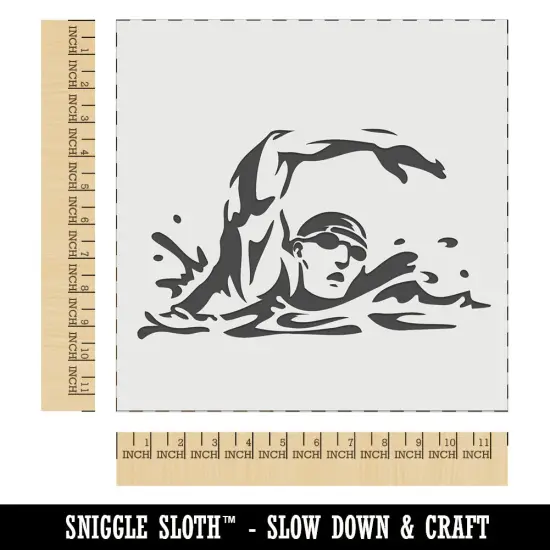 Swimmer Swimming Freestyle Taking Breath Wall Cookie DIY Craft Reusable Stencil {1}