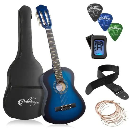 Ashthorpe Beginner Acoustic Guitar Package, Basic Starter Kit w/ Gig Bag, Strings, Strap, Tuner, Picks {1}