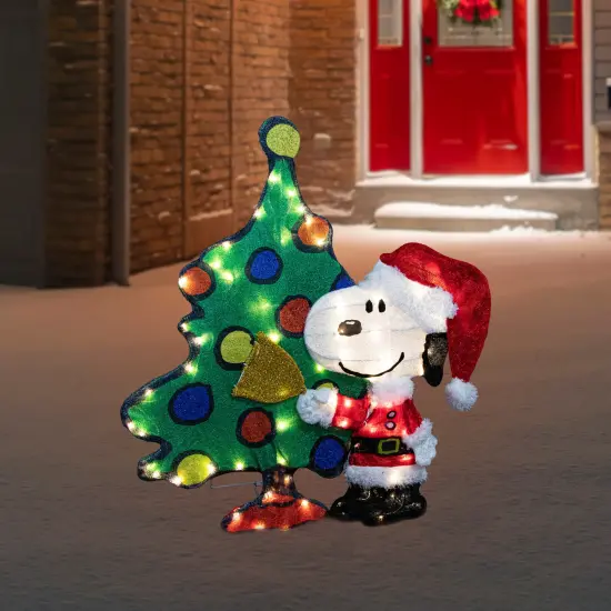 Northlight LED Lighted Peanuts Snoopy and Christmas Tree Outdoor Decoration - 32" Green {3}