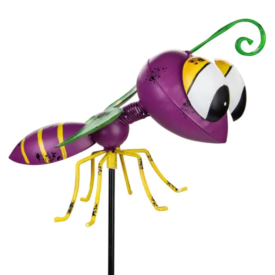 Napco Wasp-Shaped Metal Outdoor Garden Stake - 30" Purple {6}