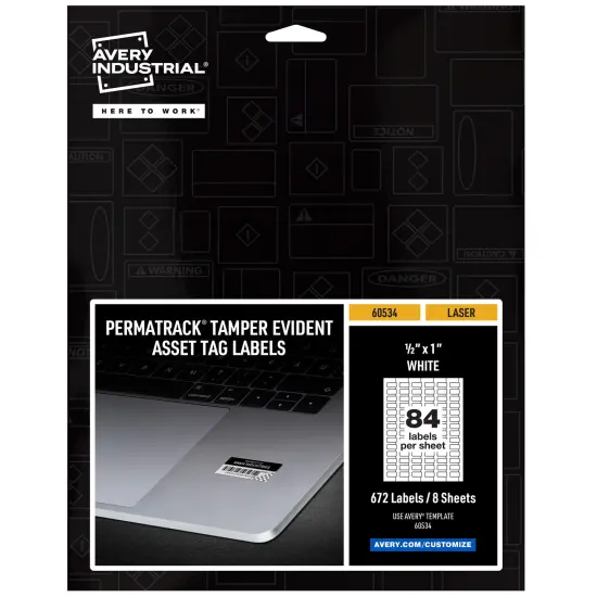 Avery PermaTrack Tamper-Evident Asset Tag Labels, 1/2" x 1", 672 Asset Tags (60534) {1}