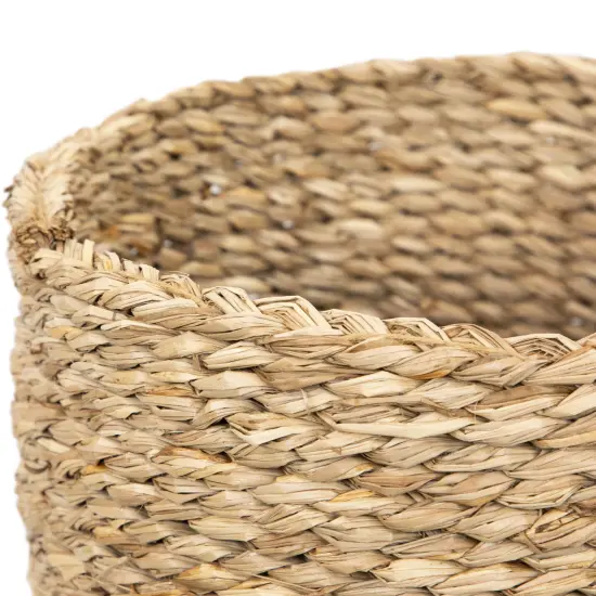 Northlight Set of 3 Textured Woven Round Seagrass Baskets 13.75" Beige {5}
