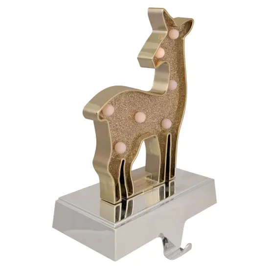 Northlight LED Lighted Reindeer Christmas Stocking Holder - 7.5" - Gold Finish {5}