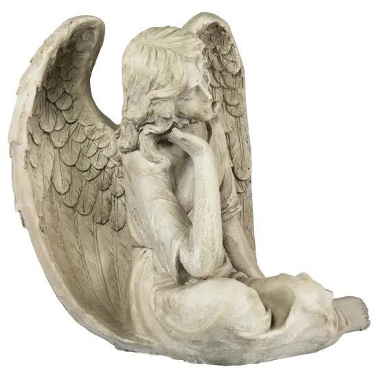 Northlight 17" Gray Graceful Sitting Angel Outdoor Garden Statue {5}