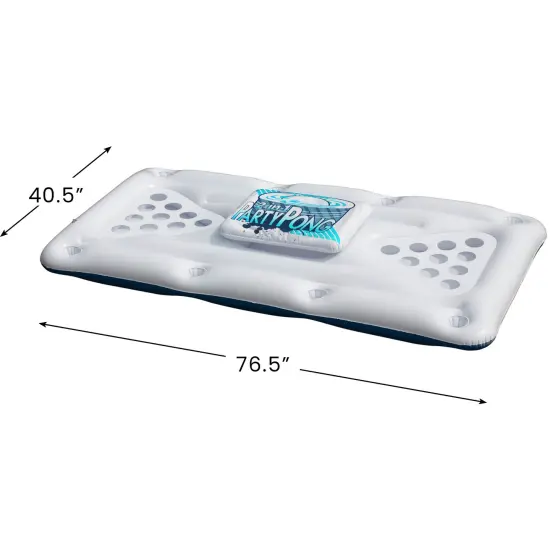 Northlight Floating Swimming Pool Pong Game with Built In Cooler - 76.5" White {4}