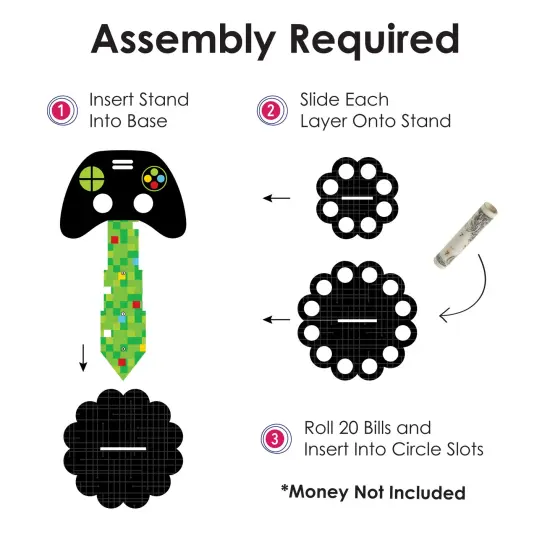 Big Dot of Happiness Game Zone - DIY Pixel Video Game Party or Birthday Party Money Holder Gift - Cash Cake {6}