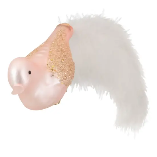 Northlight Glitter Winged Bird with Tail Clip-On Glass Christmas Ornament - 5.5" - Pink and Gold {5}