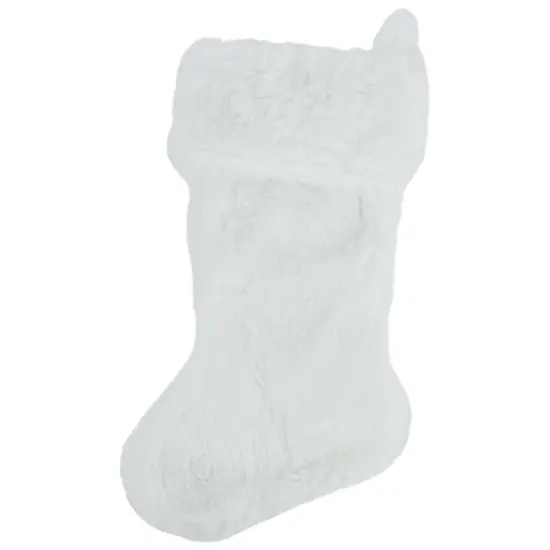 Northlight 19" White Plush Christmas Stocking {1}