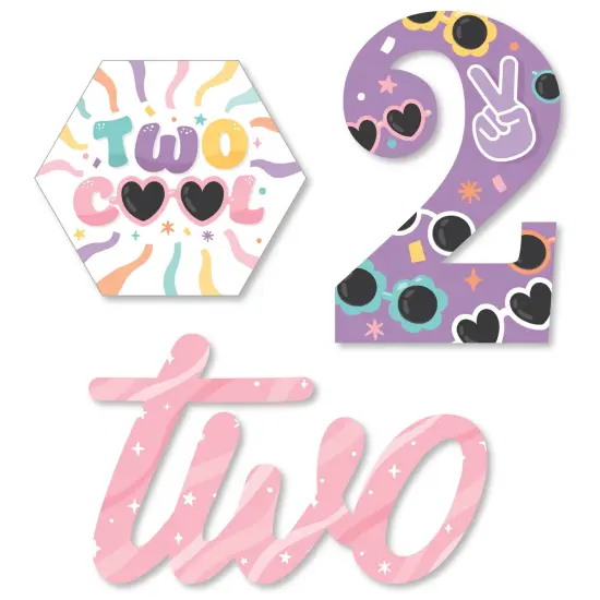 Big Dot of Happiness Two Cool - Girl - DIY Shaped Pastel 2nd Birthday Party Cut-Outs - 24 Count {1}