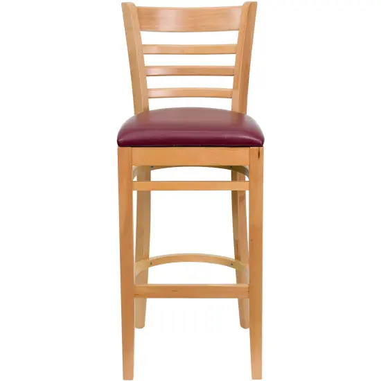 Emma and Oliver Ladder Back Wooden Restaurant Dining Barstool BurgundyVYL/Mahogany {7}