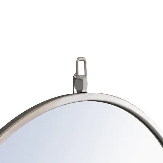 Metal frame Round Mirror with decorative hook 36 inch Silver finish {6}