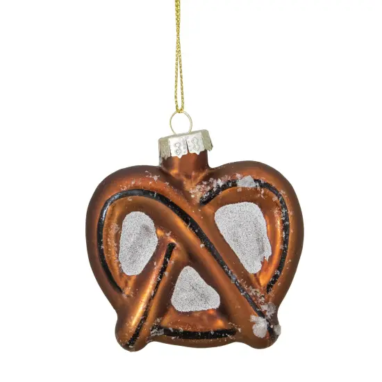 Northlight 2.75" Bronze and White Holiday Collections Salted Pretzel Glass Christmas Ornament {1}