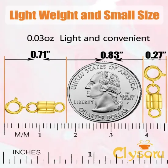 Clysoru Magnetic Necklace Clasps and Closures 14k Gold and Silver Beads Chain Extender Necklaces Bracelet Safety Magnetic Locking Jewelry Clasp Converter（3 Gold+3 Silver) {6}